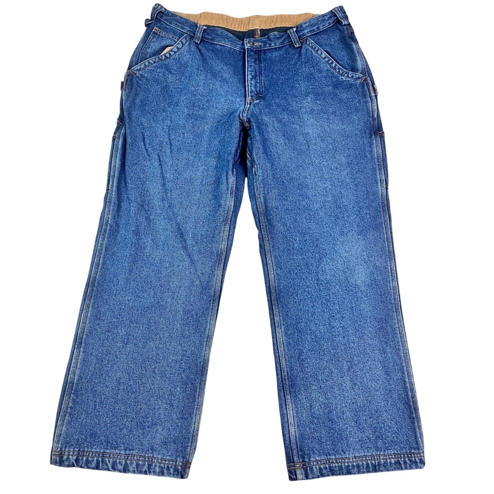Duluth Trading Co Mens Fleece Lined Ballroom Carpenter Jeans Blue Denim 40x29.5*